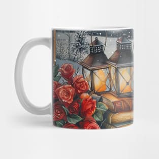 Fantasy winter starry night window Mug